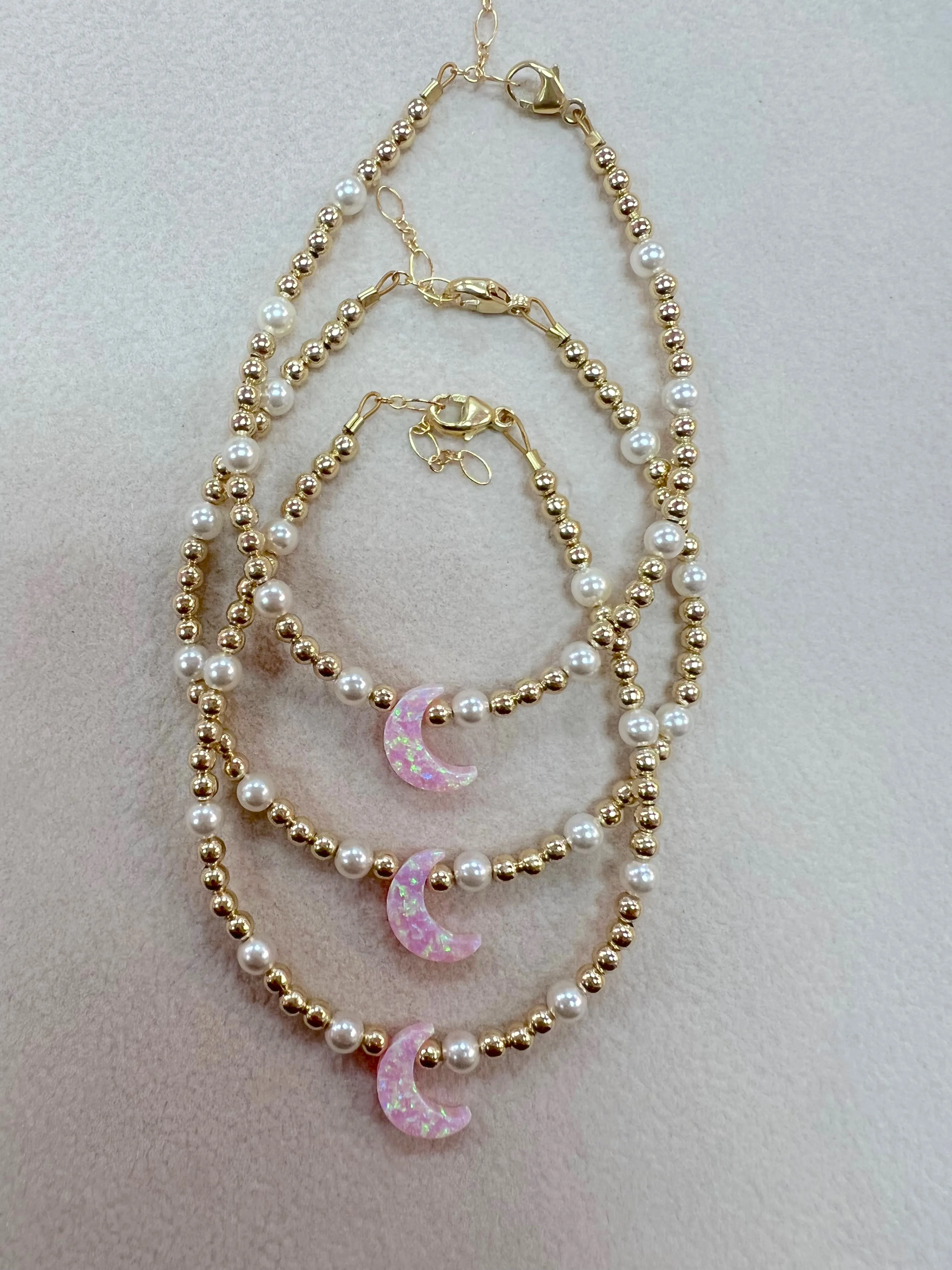 14k Gold Filled "Pink Moon" w/ pearls Bracelet