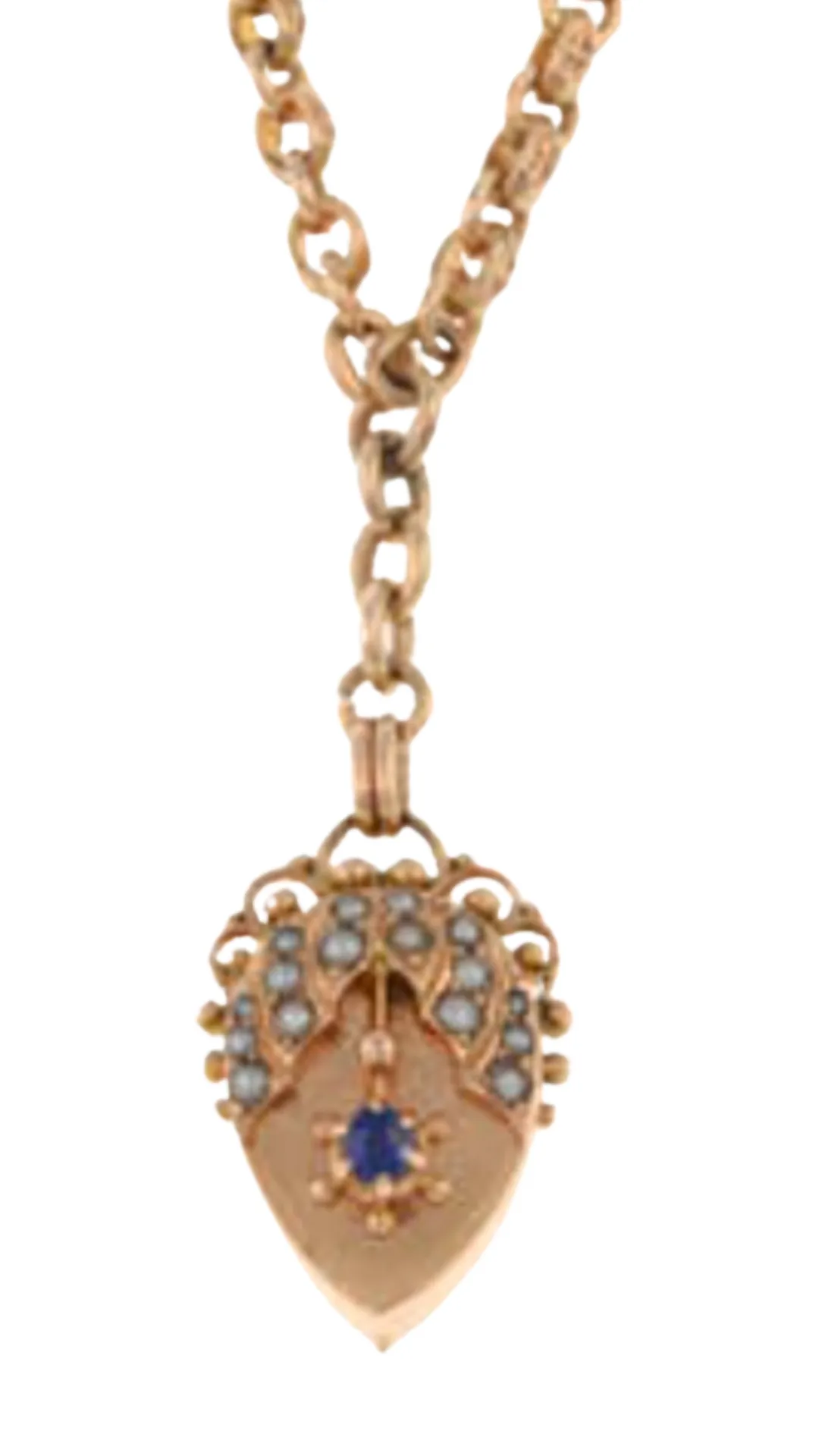 167 Sapphire Pearl Locket Necklace