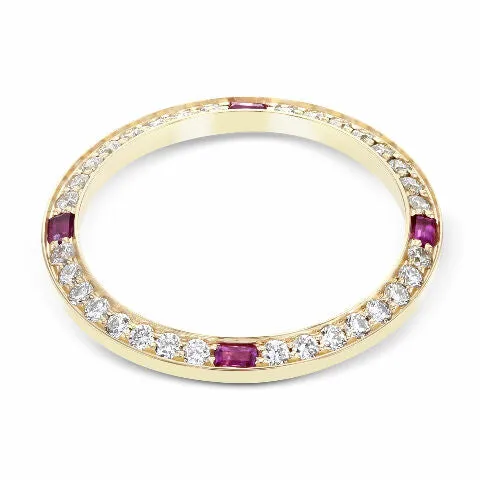 1CT BEAD SET DIAMOND BEZEL 18KY FOR ROLEX DATE, DATEJUST, PRESIDENT WITH RUBIES