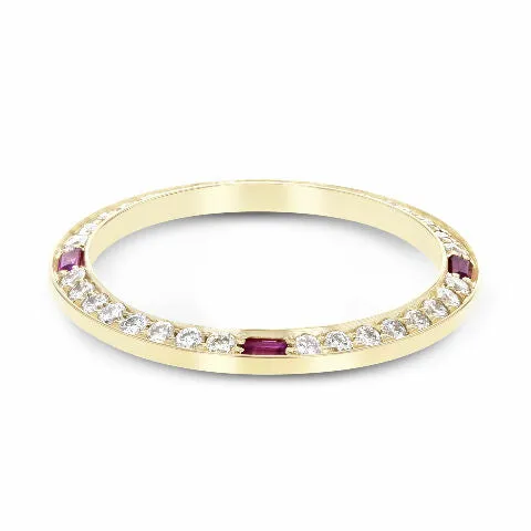 1CT BEAD SET DIAMOND BEZEL 18KY FOR ROLEX DATE, DATEJUST, PRESIDENT WITH RUBIES