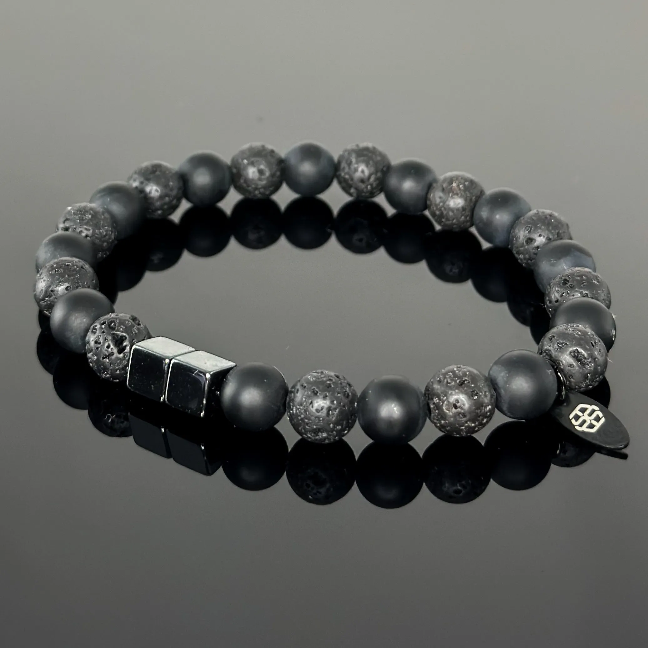 2101 Men’s Duo Wristband with Matte Black Onyx and Lava Stone