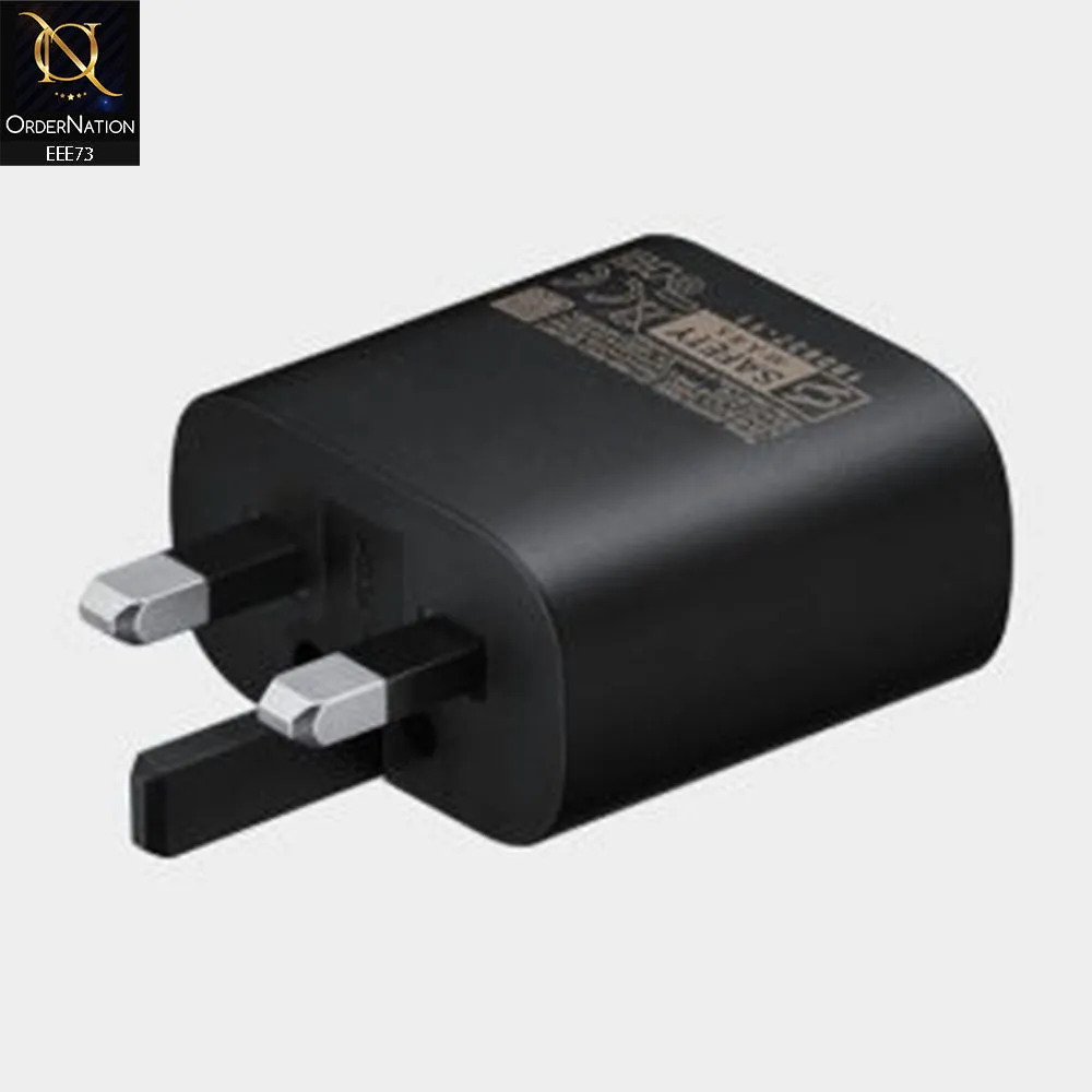 25W PD USB Type-C Power Adapter UK 3Pin Fast Charger – Black