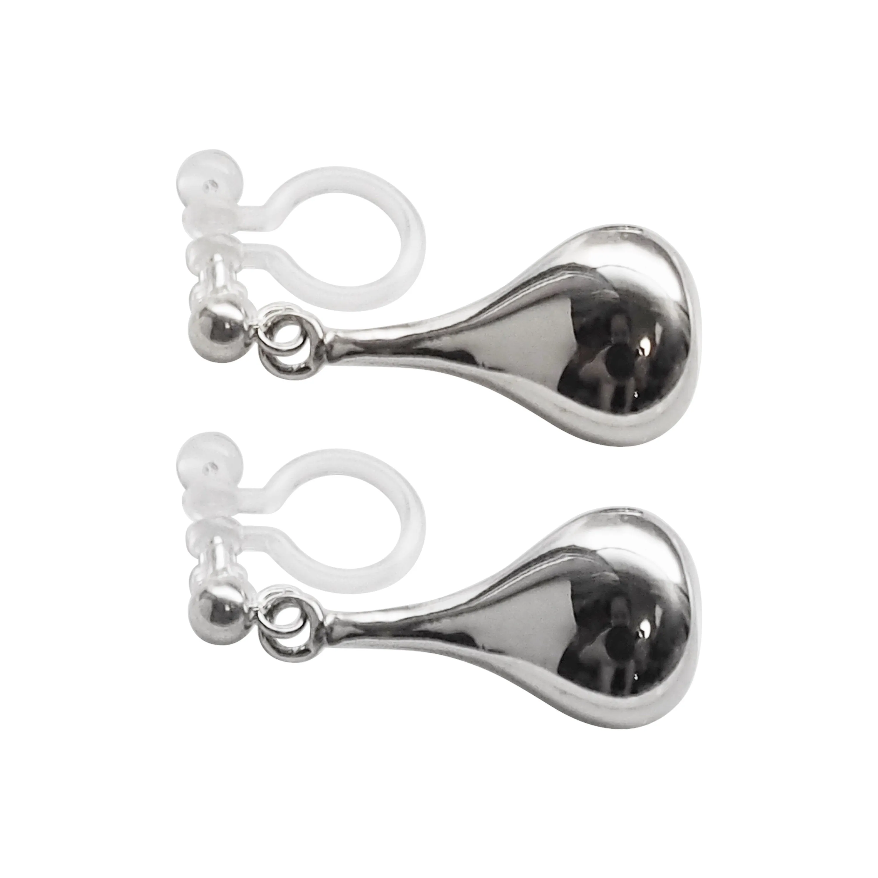 925 Sterling Silver Dangle Teardrop Invisible Clip On Earrings