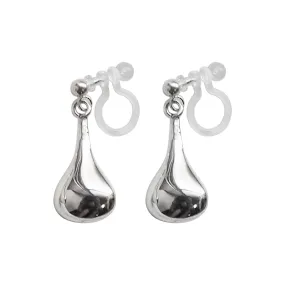 925 Sterling Silver Dangle Teardrop Invisible Clip On Earrings