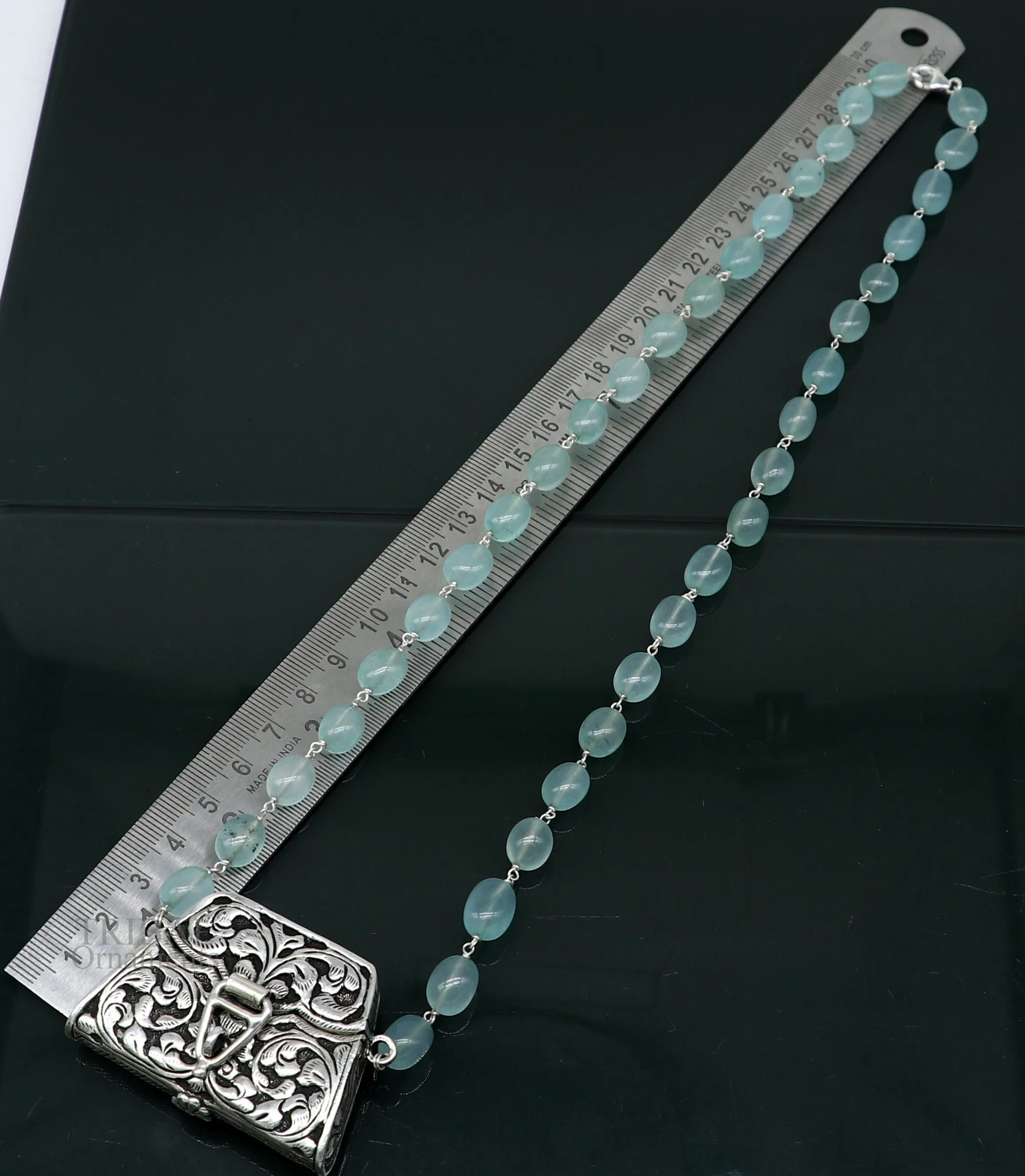 925 sterling silver handmade wallet style locket pendant with gorgeous quartz stone necklace best gifting container necklace set301