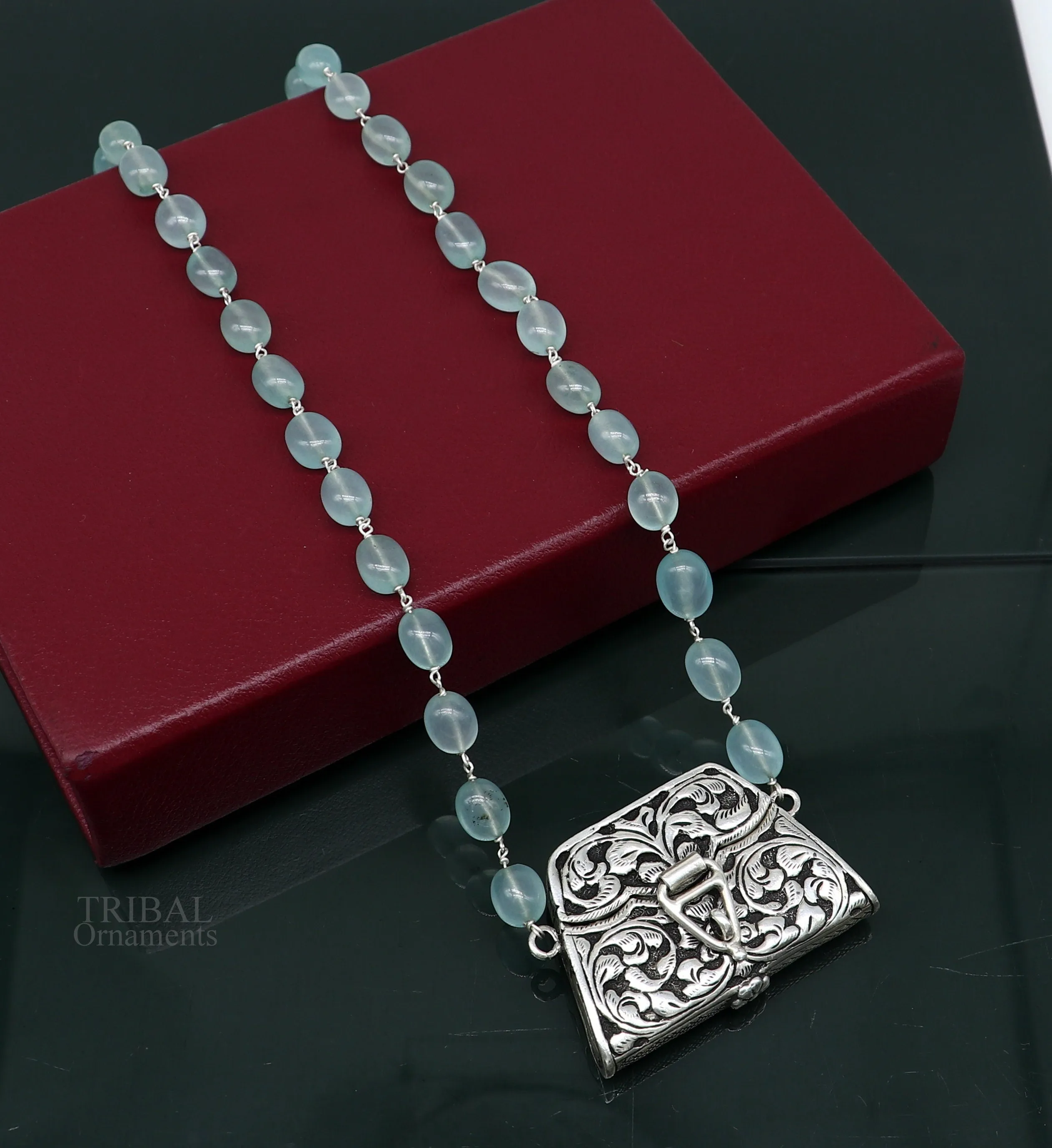 925 sterling silver handmade wallet style locket pendant with gorgeous quartz stone necklace best gifting container necklace set301