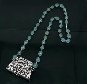 925 sterling silver handmade wallet style locket pendant with gorgeous quartz stone necklace best gifting container necklace set301