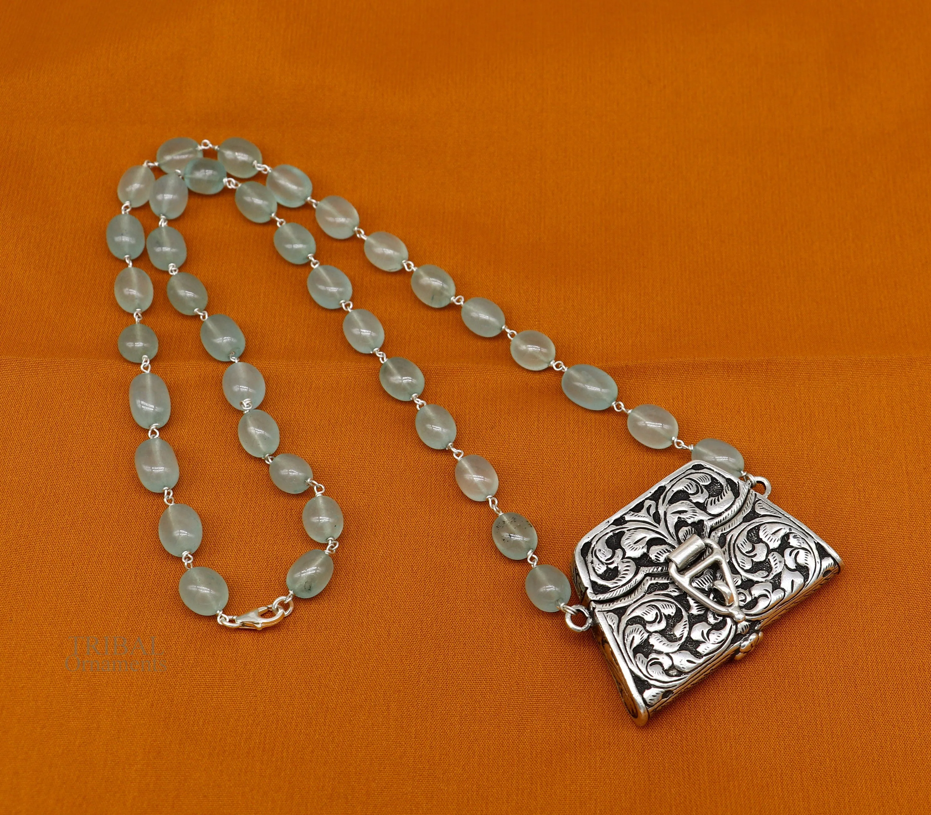 925 sterling silver handmade wallet style locket pendant with gorgeous quartz stone necklace best gifting container necklace set301