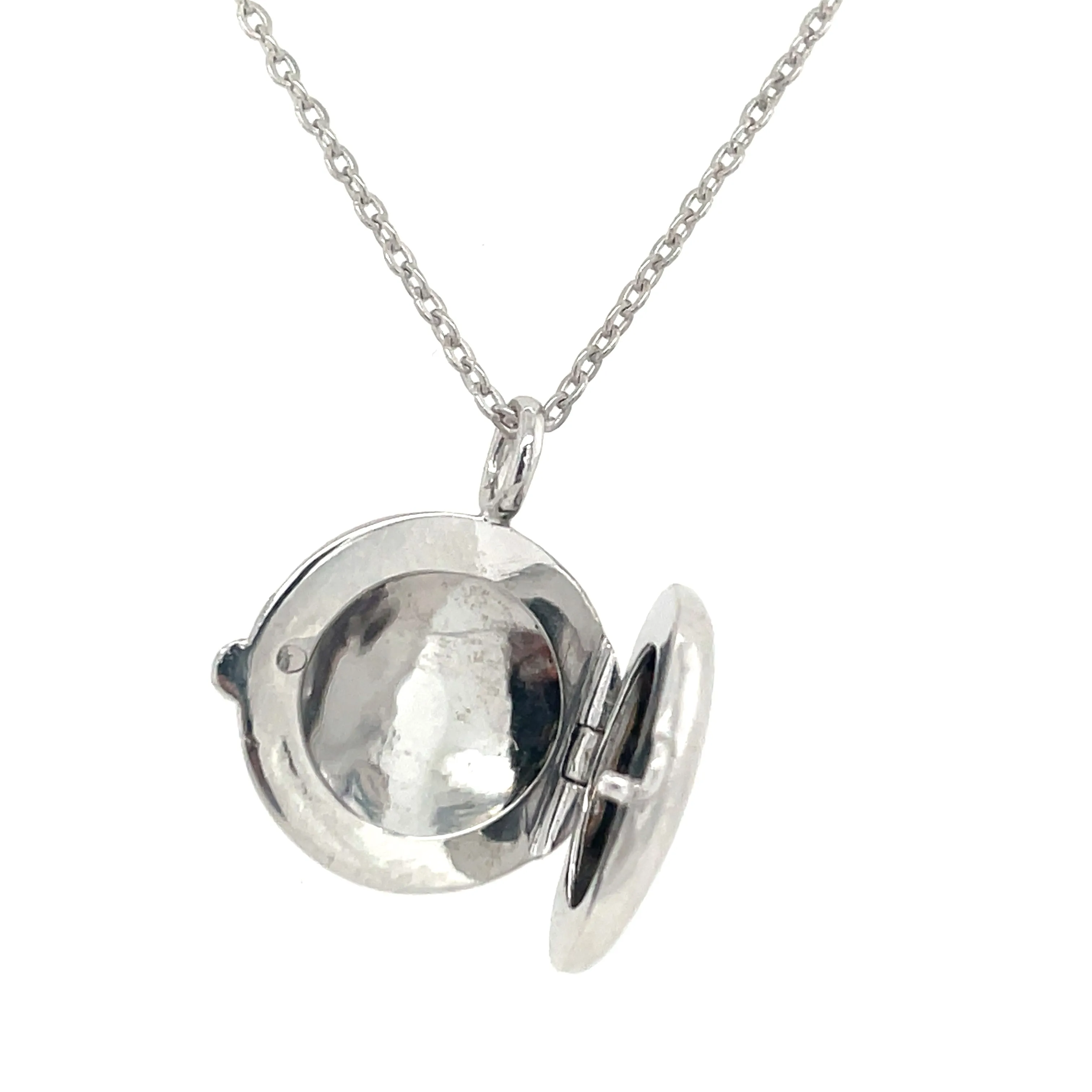 9ct White Gold Round Diamond Locket