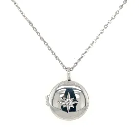 9ct White Gold Round Diamond Locket
