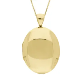 9ct Yellow Gold Oval Locket Pendant Necklace D