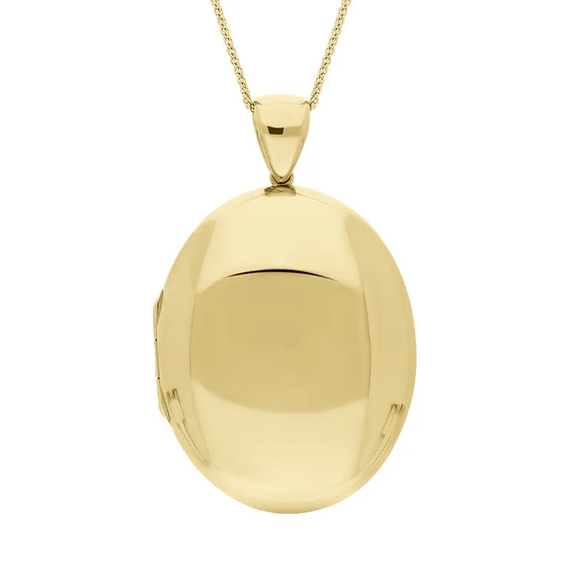 9ct Yellow Gold Oval Locket Pendant Necklace D