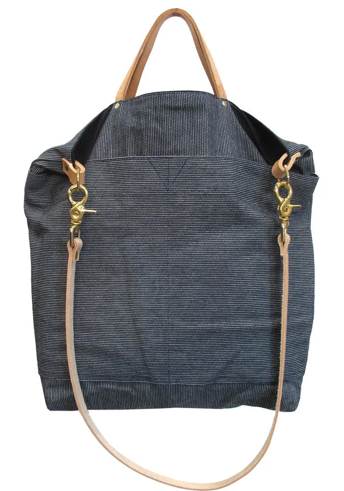 Ali Golden Reversible Tote - Grey/Blue Stripe