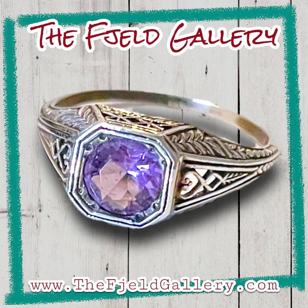 Amethyst Sterling Silver Victorian Ring