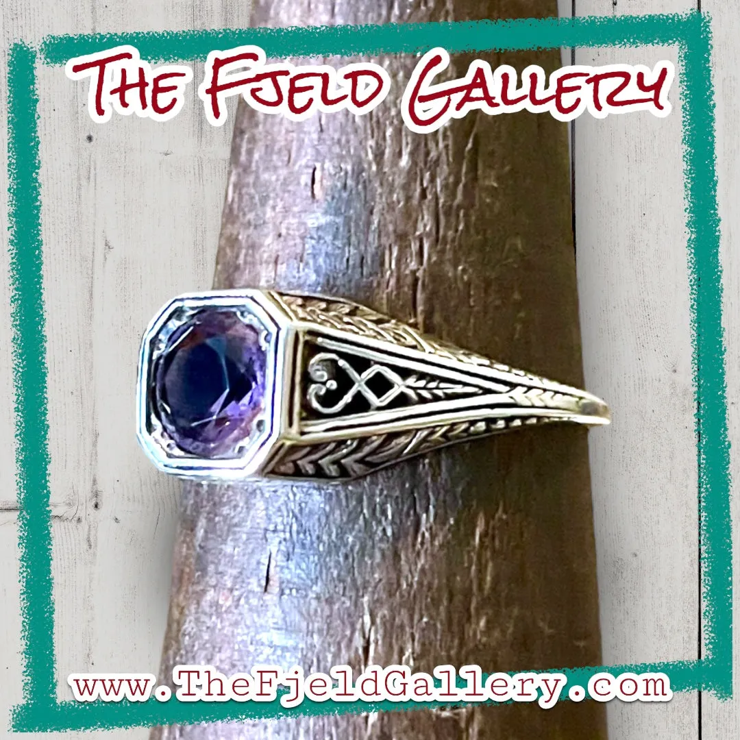 Amethyst Sterling Silver Victorian Ring