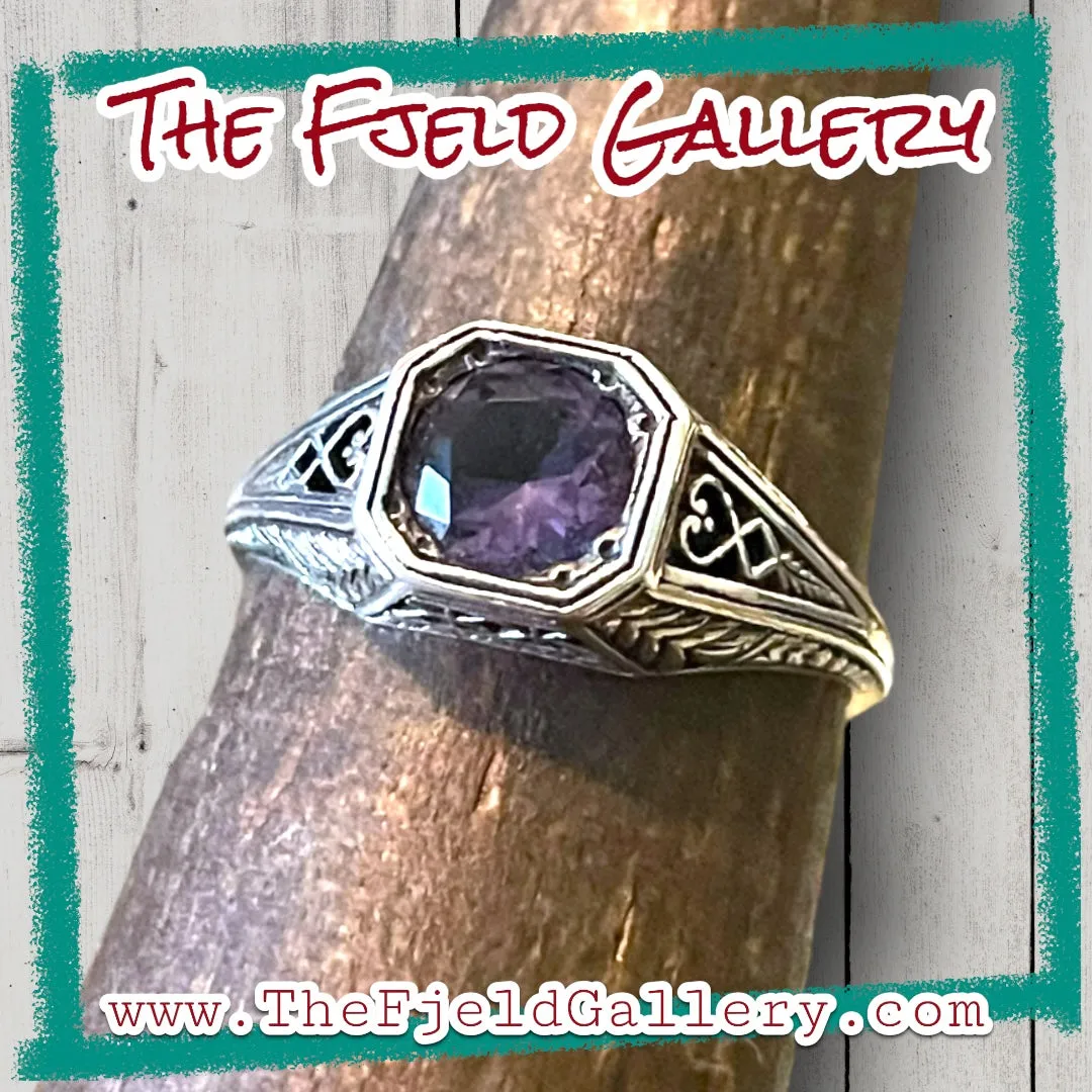 Amethyst Sterling Silver Victorian Ring