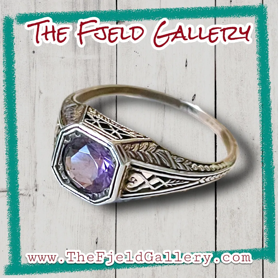 Amethyst Sterling Silver Victorian Ring