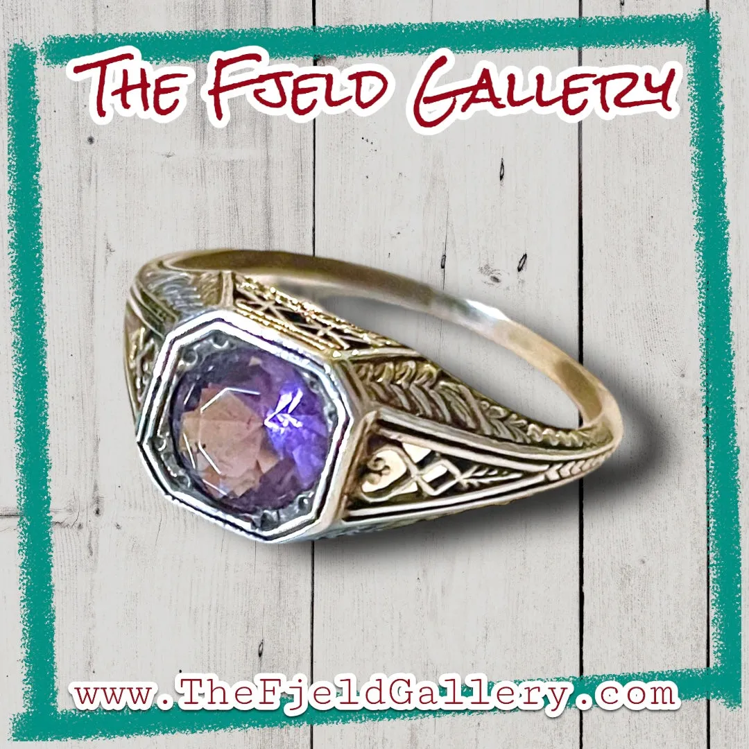 Amethyst Sterling Silver Victorian Ring