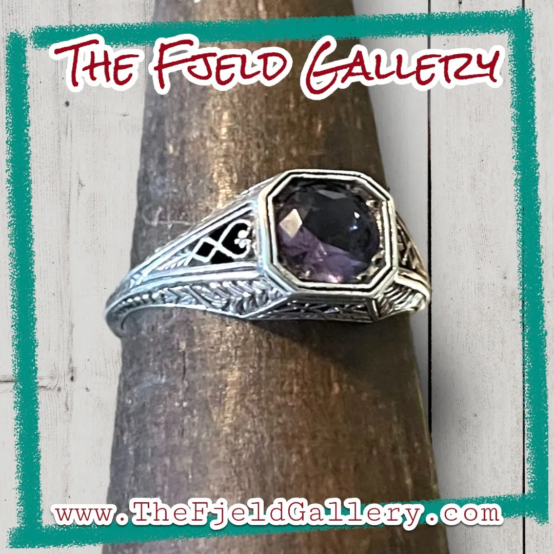 Amethyst Sterling Silver Victorian Ring