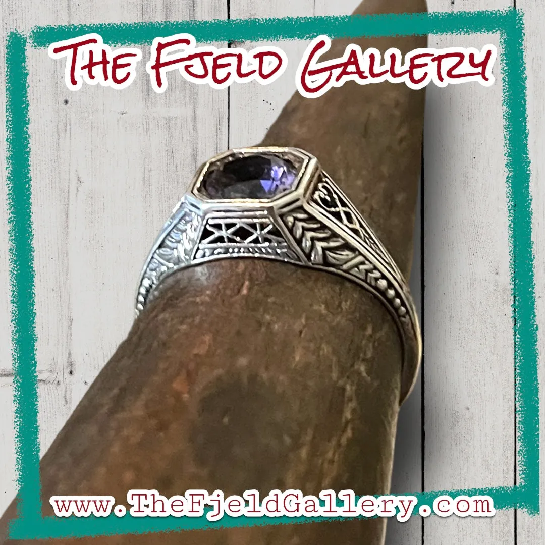 Amethyst Sterling Silver Victorian Ring