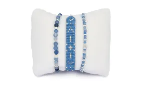 Amilla Blue Aventurine Silver Bracelet Stack