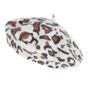 Angela & William Women's French Leopard Print Wool Beret Hat