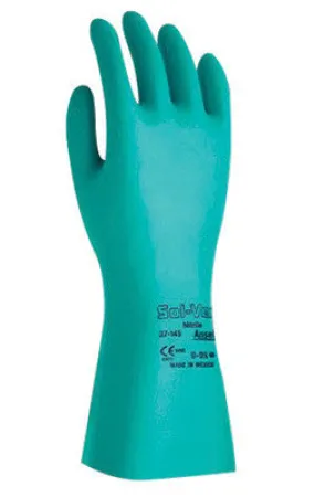 Ansell Size 11 Green Sol-Vex 15" 22 mil Nitrile Chemical Resistant Gloves With Sandpatch Grip Finish And Straight Cuff