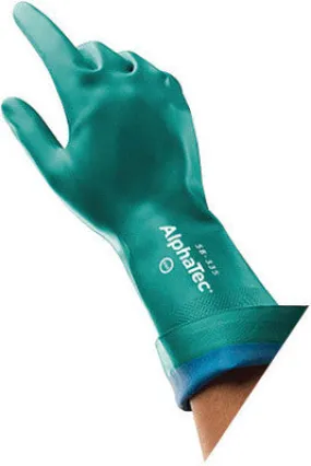 Ansell Size 11 Sea Green AlphaTec 12" AquaDri Nitrile Foam Lined 12/14 mil Nitrile Chemical Resistant Gloves With Gauntlet Cuff