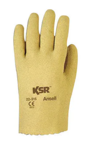 Ansell Size 9 KSR Light Duty Multi-Purpose Cut And Abrasion Resistant Tan Vinyl Fully Coated Work Gloves With Interlock Knit Liner And Slip-On Cuff