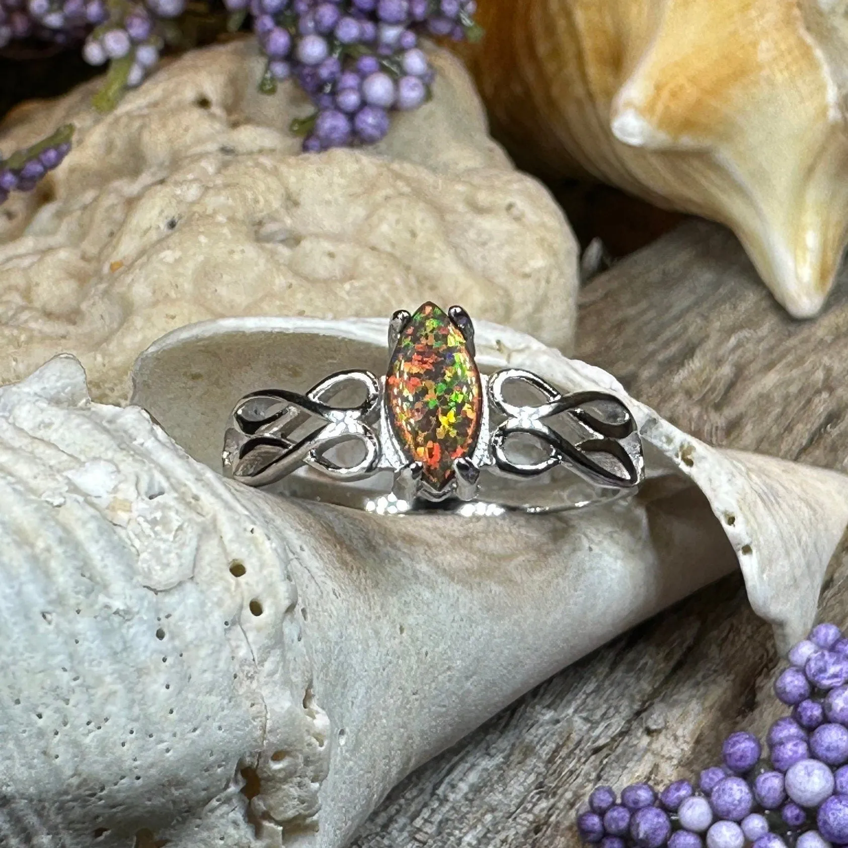 Astrid Celtic Fire Opal Ring