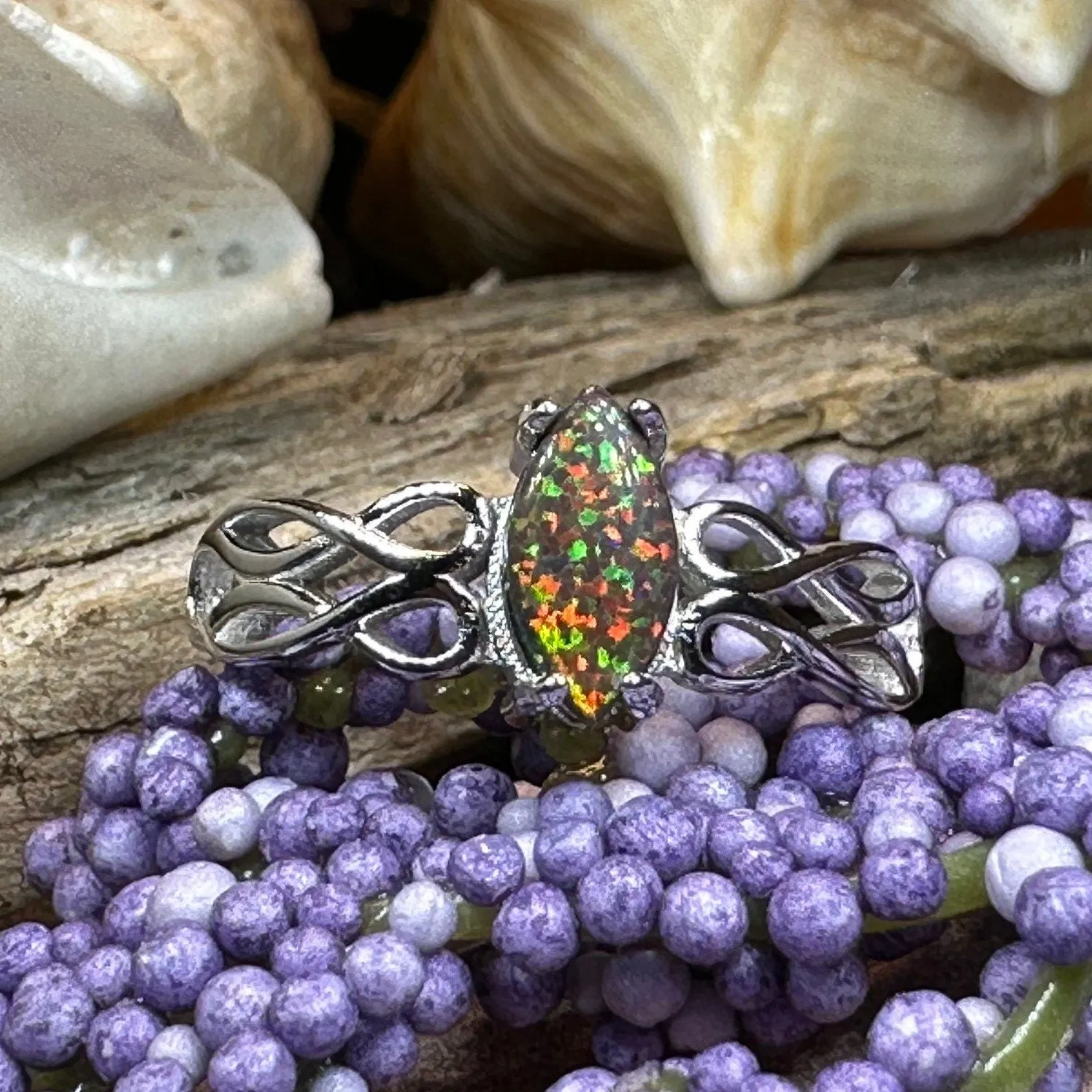 Astrid Celtic Fire Opal Ring