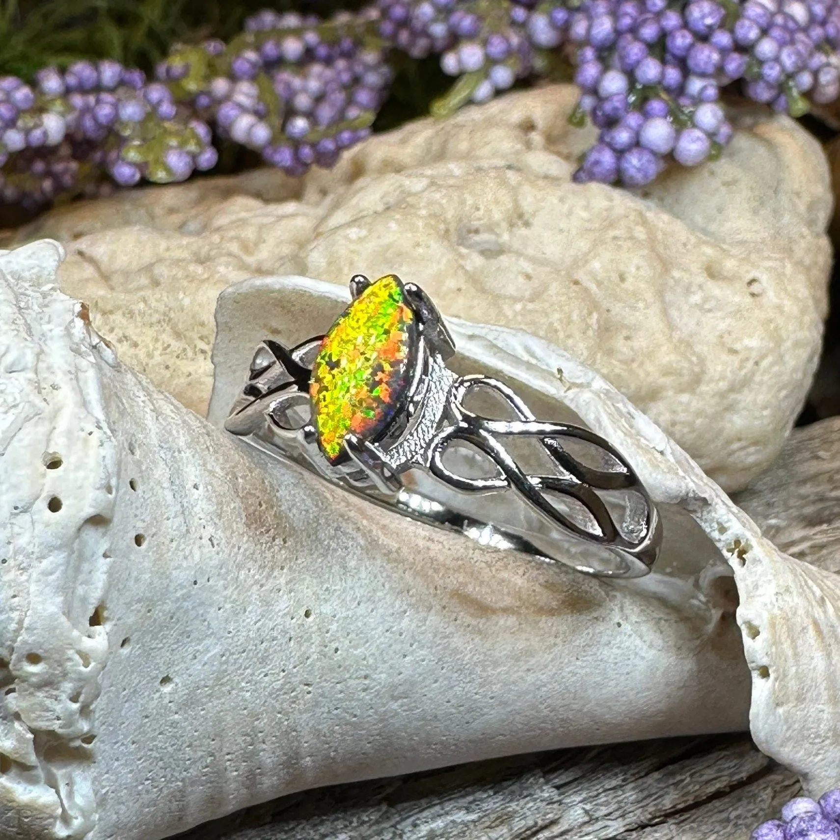 Astrid Celtic Fire Opal Ring
