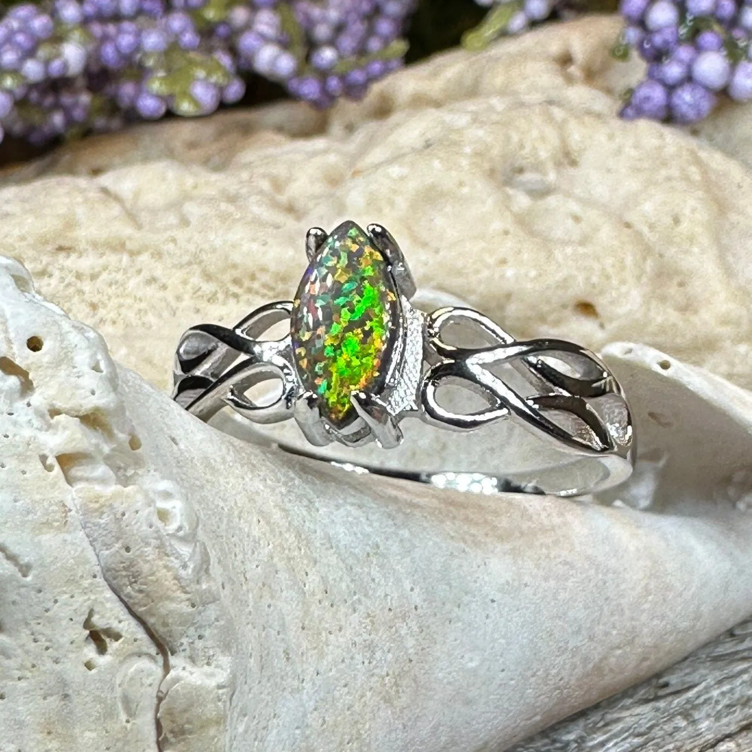 Astrid Celtic Fire Opal Ring