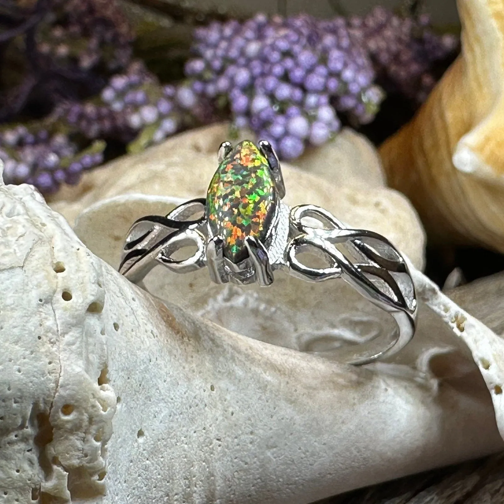 Astrid Celtic Fire Opal Ring