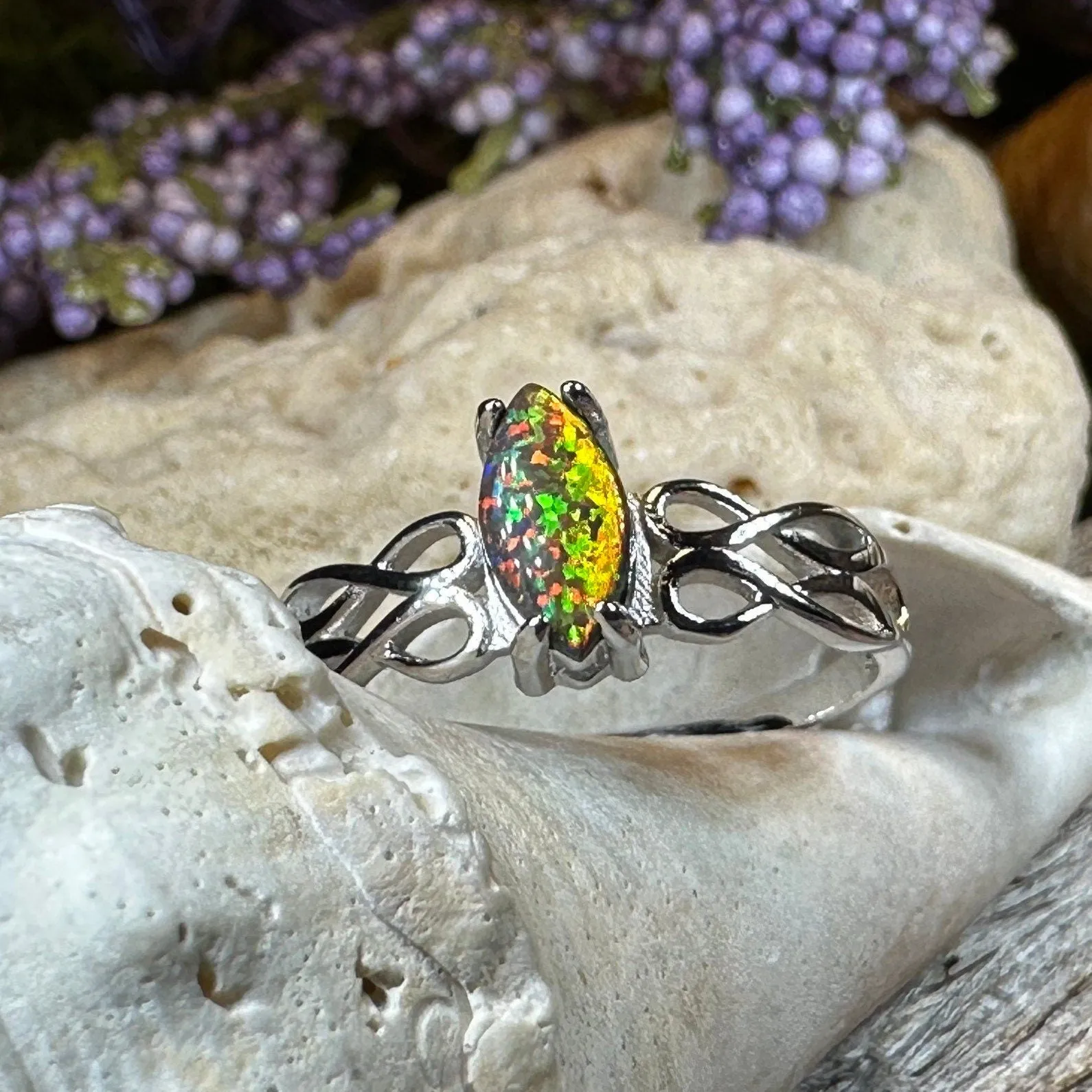 Astrid Celtic Fire Opal Ring