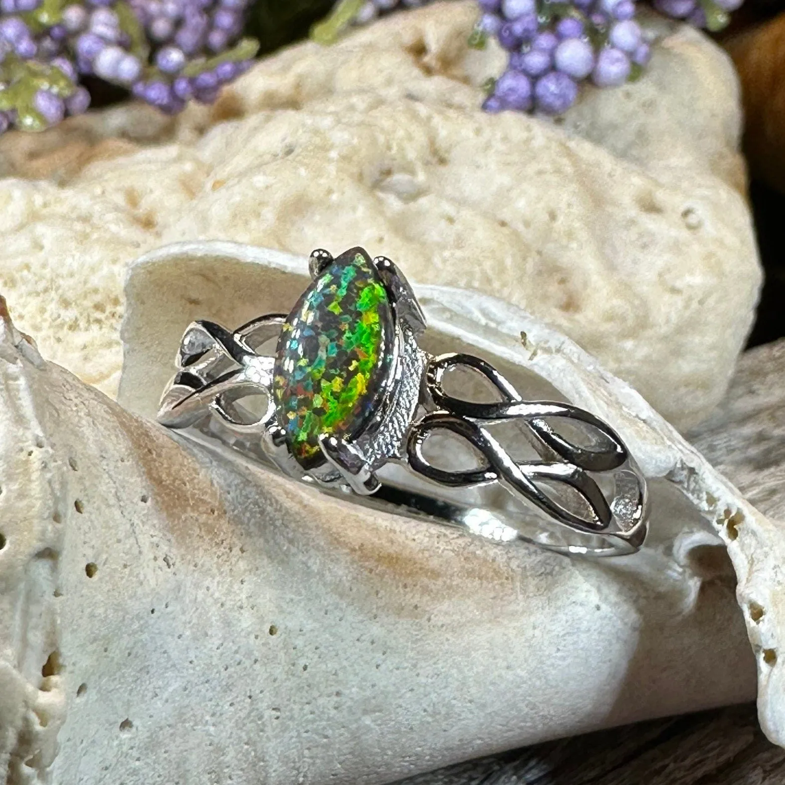Astrid Celtic Fire Opal Ring