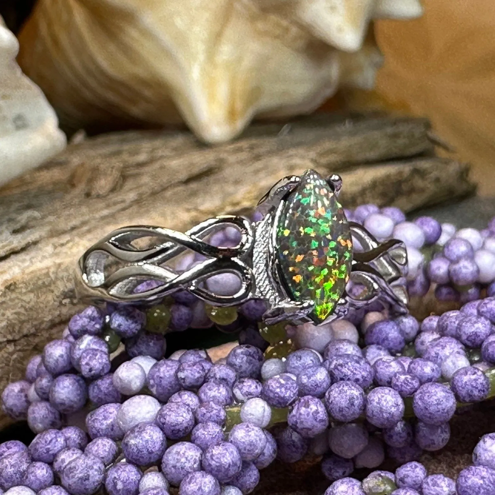Astrid Celtic Fire Opal Ring