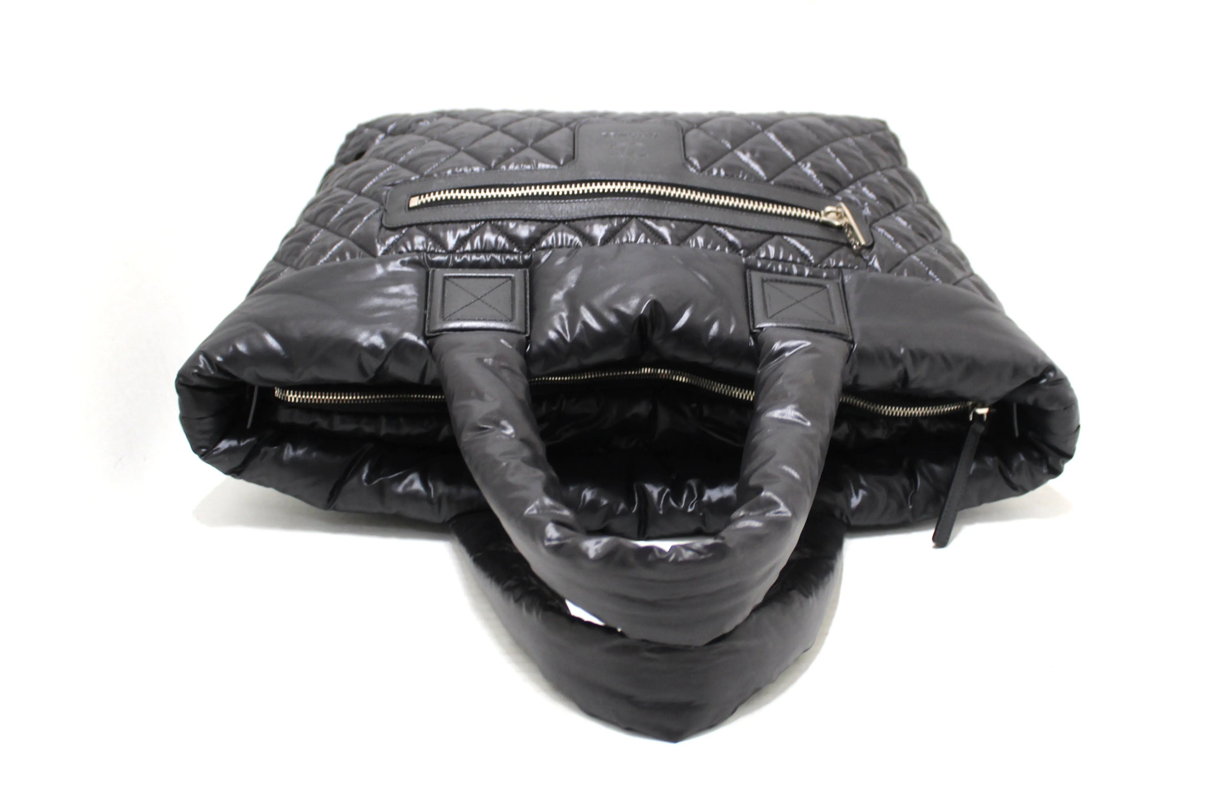 Authentic Chanel Coco Cocoon Black Quilted Nylon Reversible Tote