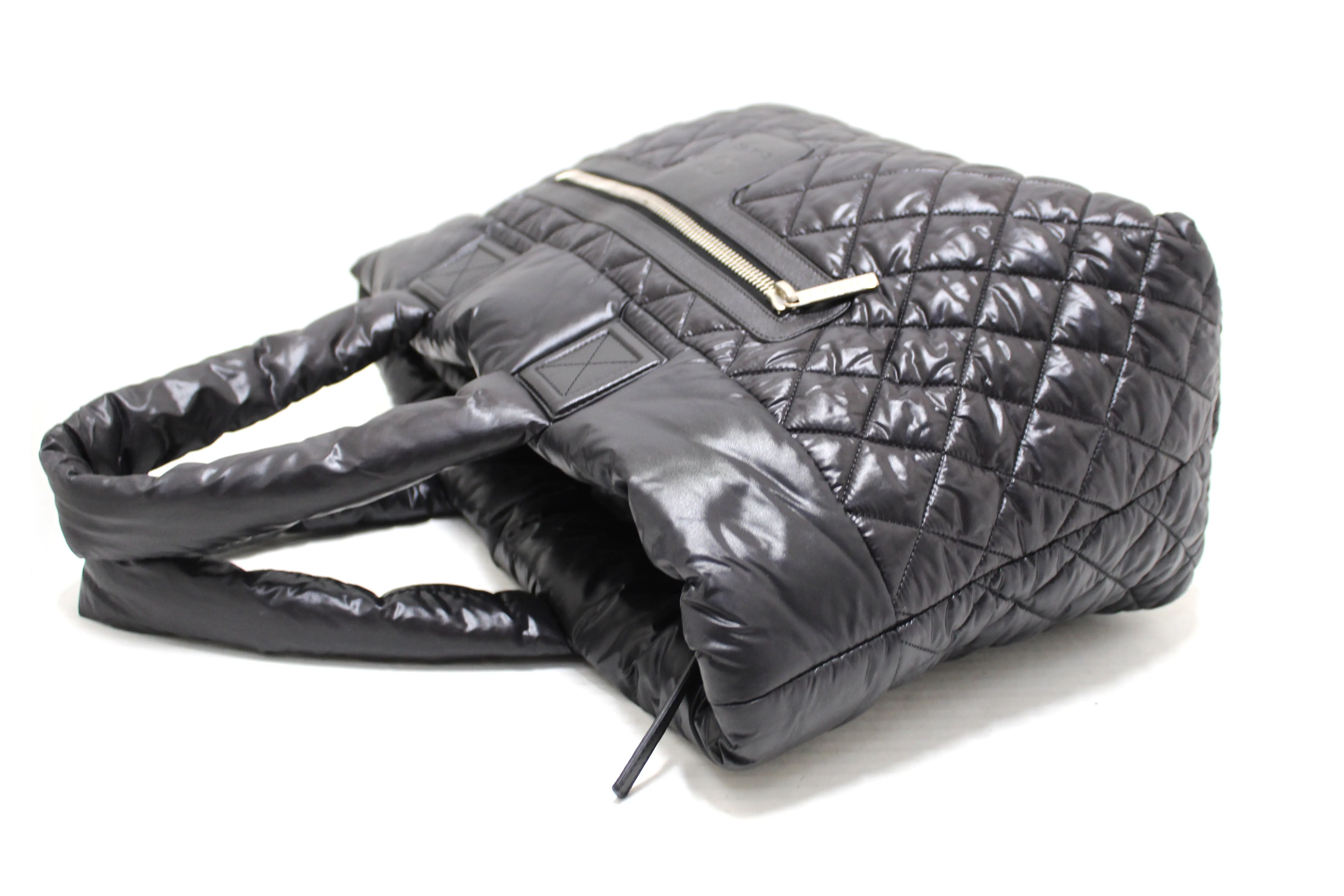 Authentic Chanel Coco Cocoon Black Quilted Nylon Reversible Tote