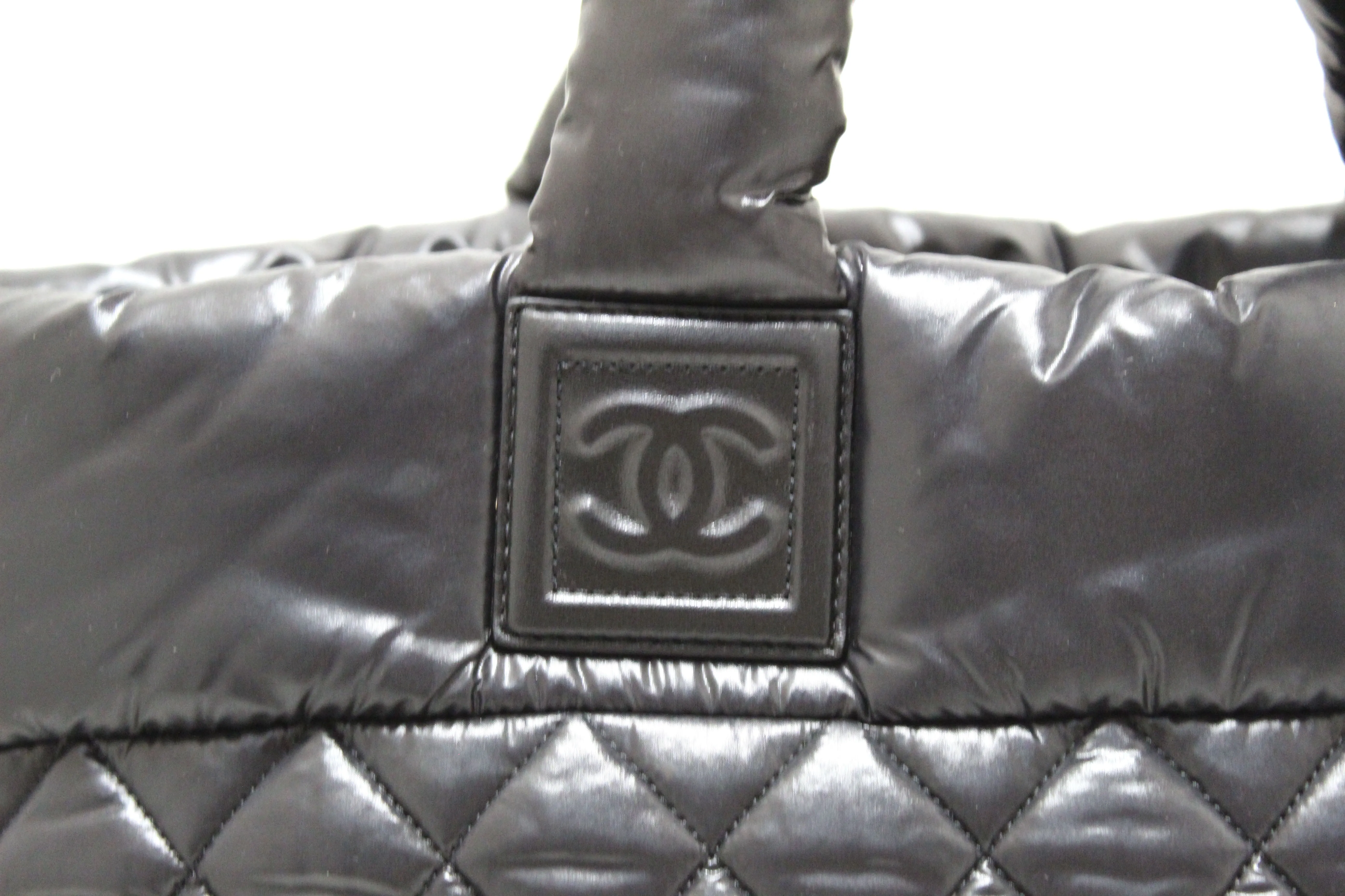 Authentic Chanel Coco Cocoon Black Quilted Nylon Reversible Tote
