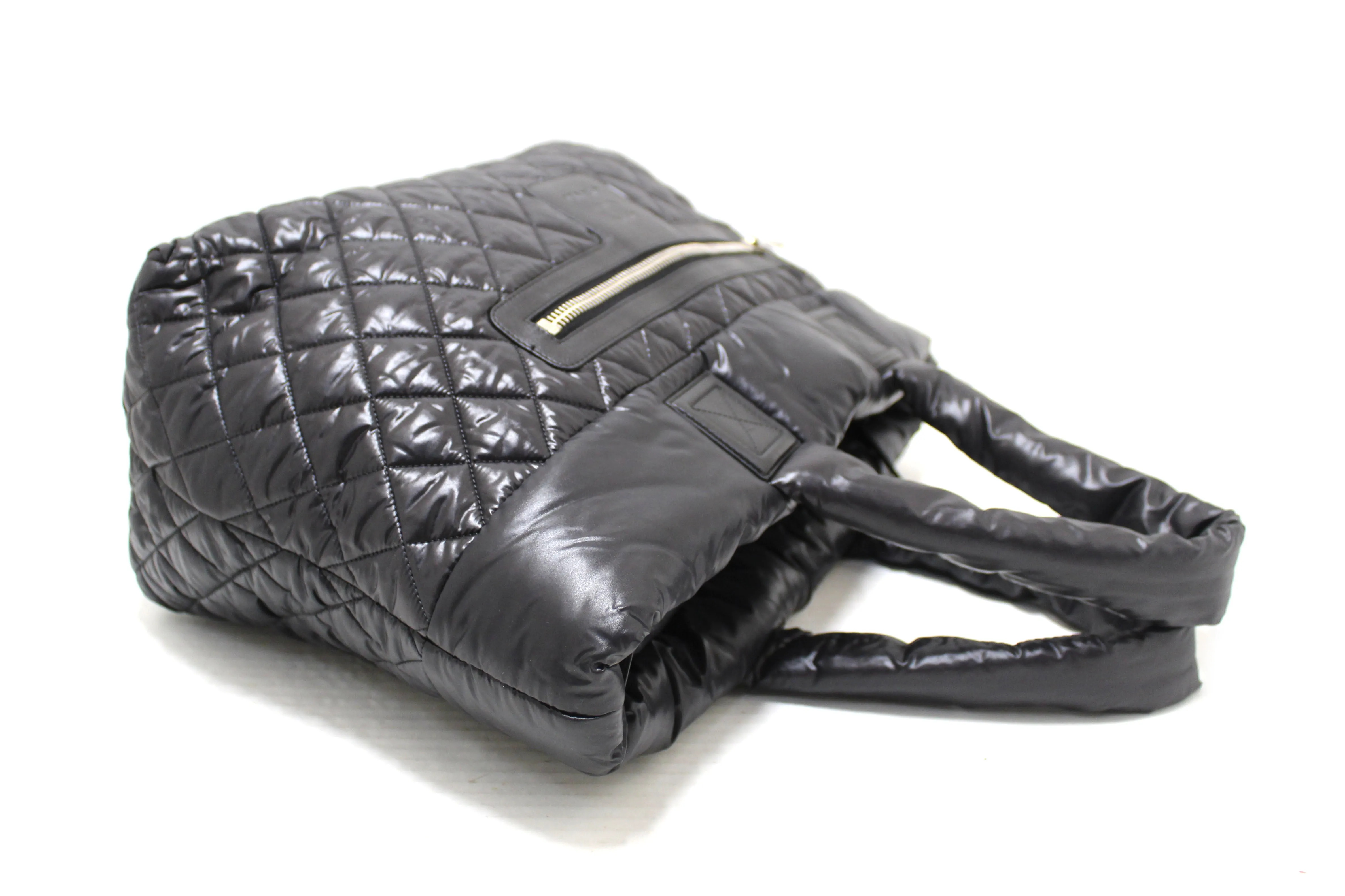Authentic Chanel Coco Cocoon Black Quilted Nylon Reversible Tote
