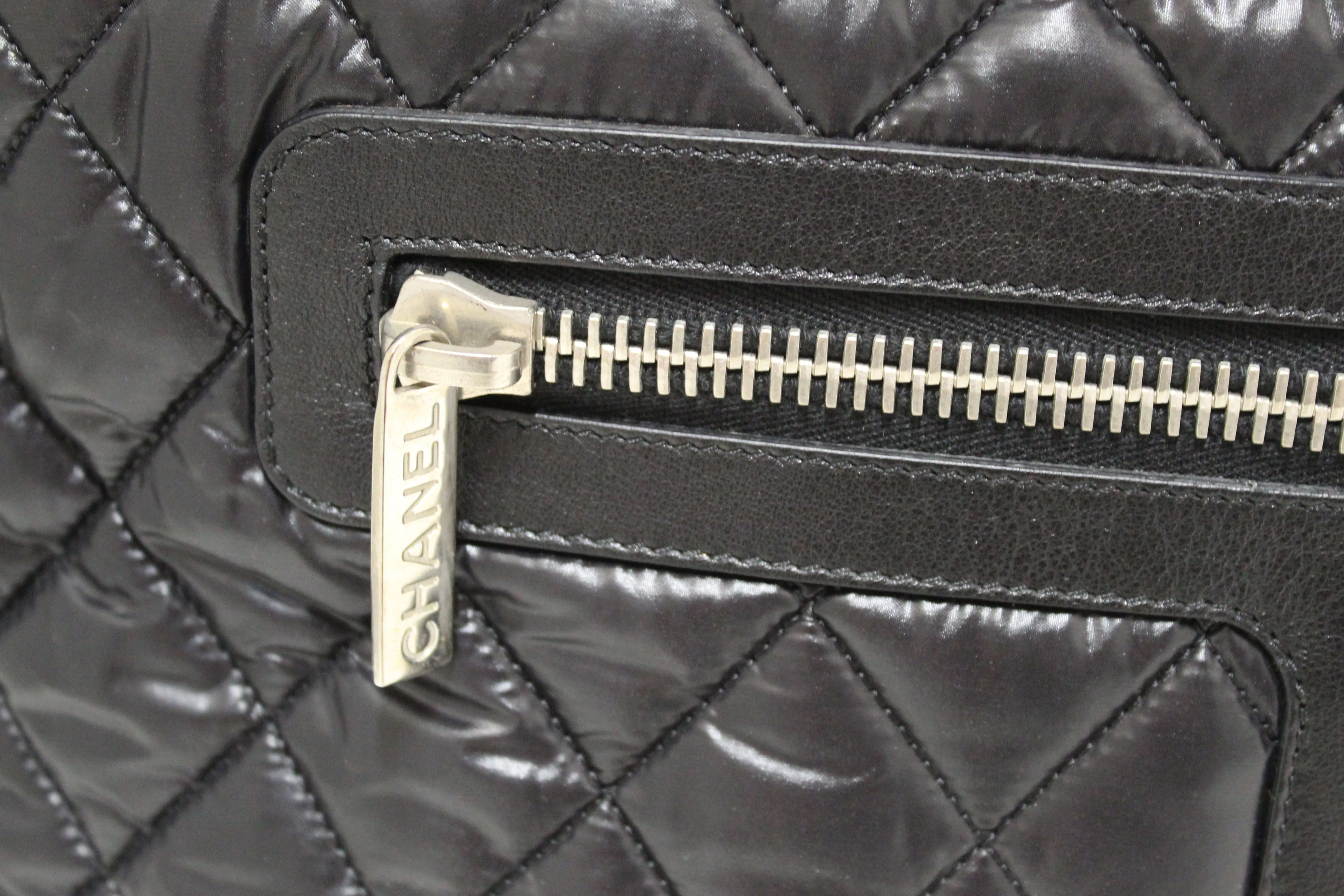 Authentic Chanel Coco Cocoon Black Quilted Nylon Reversible Tote