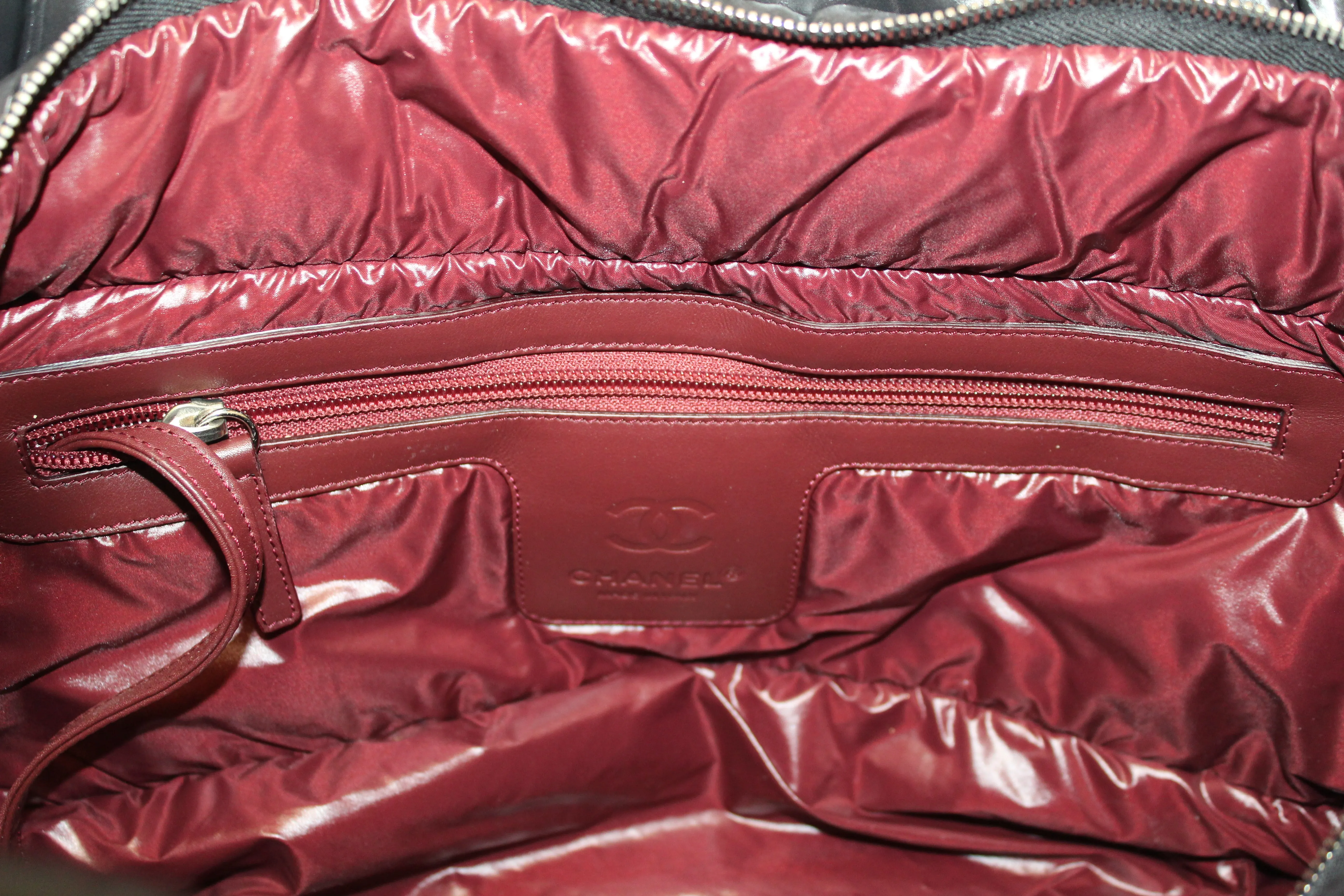 Authentic Chanel Coco Cocoon Black Quilted Nylon Reversible Tote