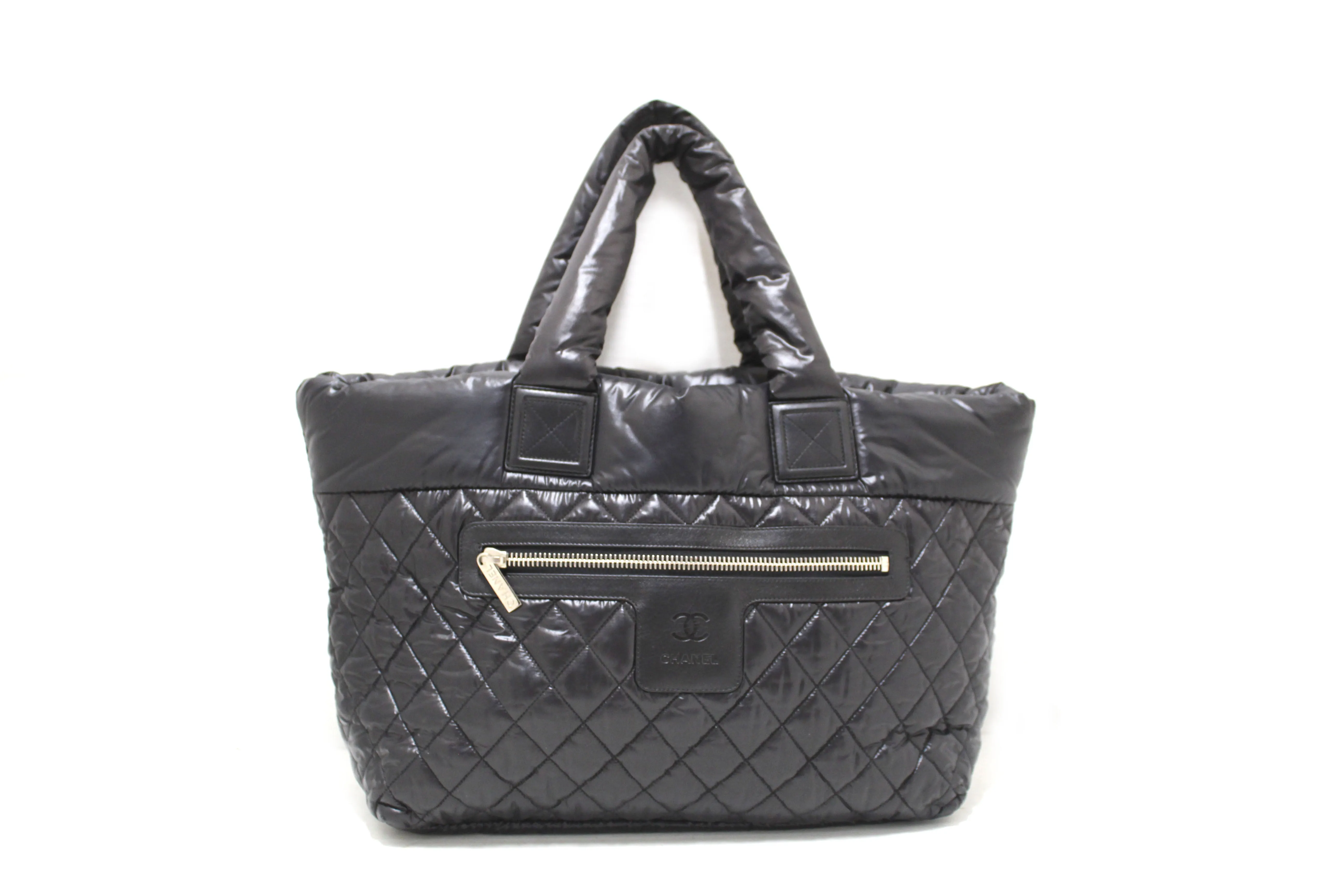 Authentic Chanel Coco Cocoon Black Quilted Nylon Reversible Tote