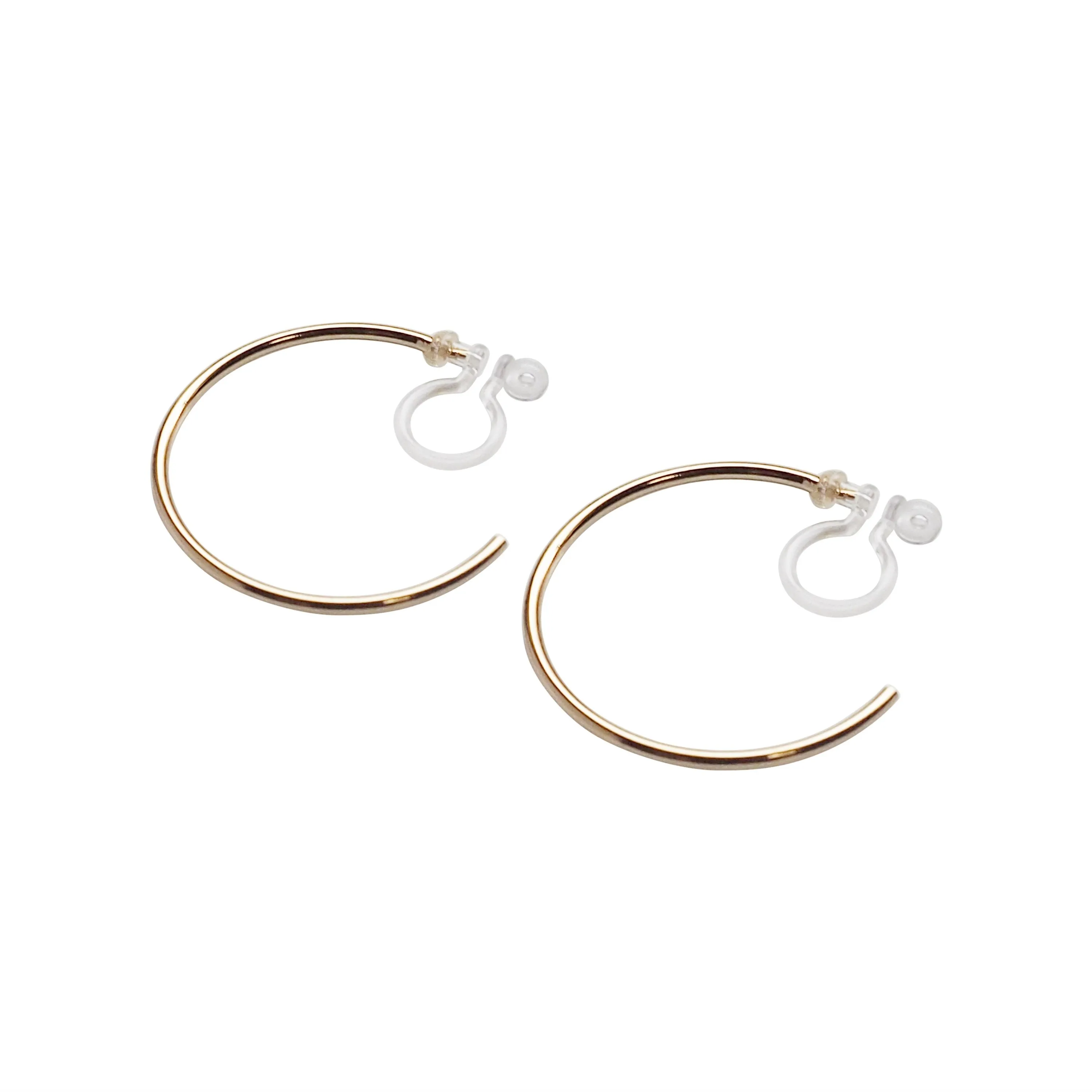 Big Invisible Clip On Hoop Earrings (Gold tone)