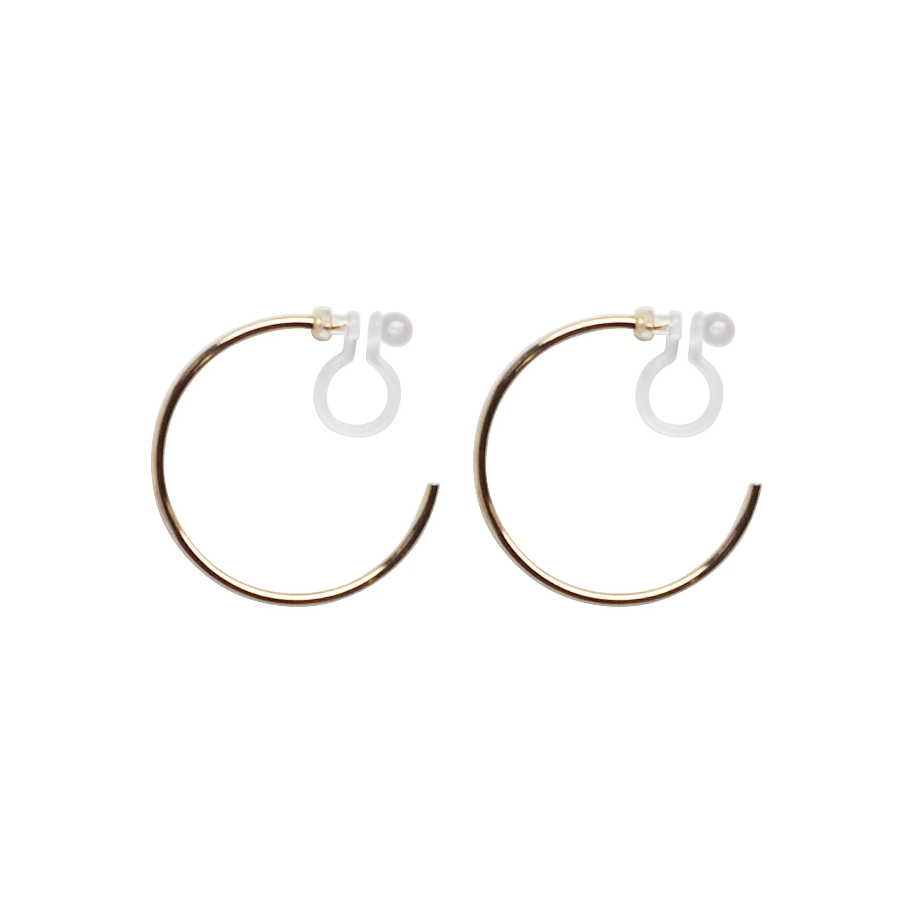 Big Invisible Clip On Hoop Earrings (Gold tone)