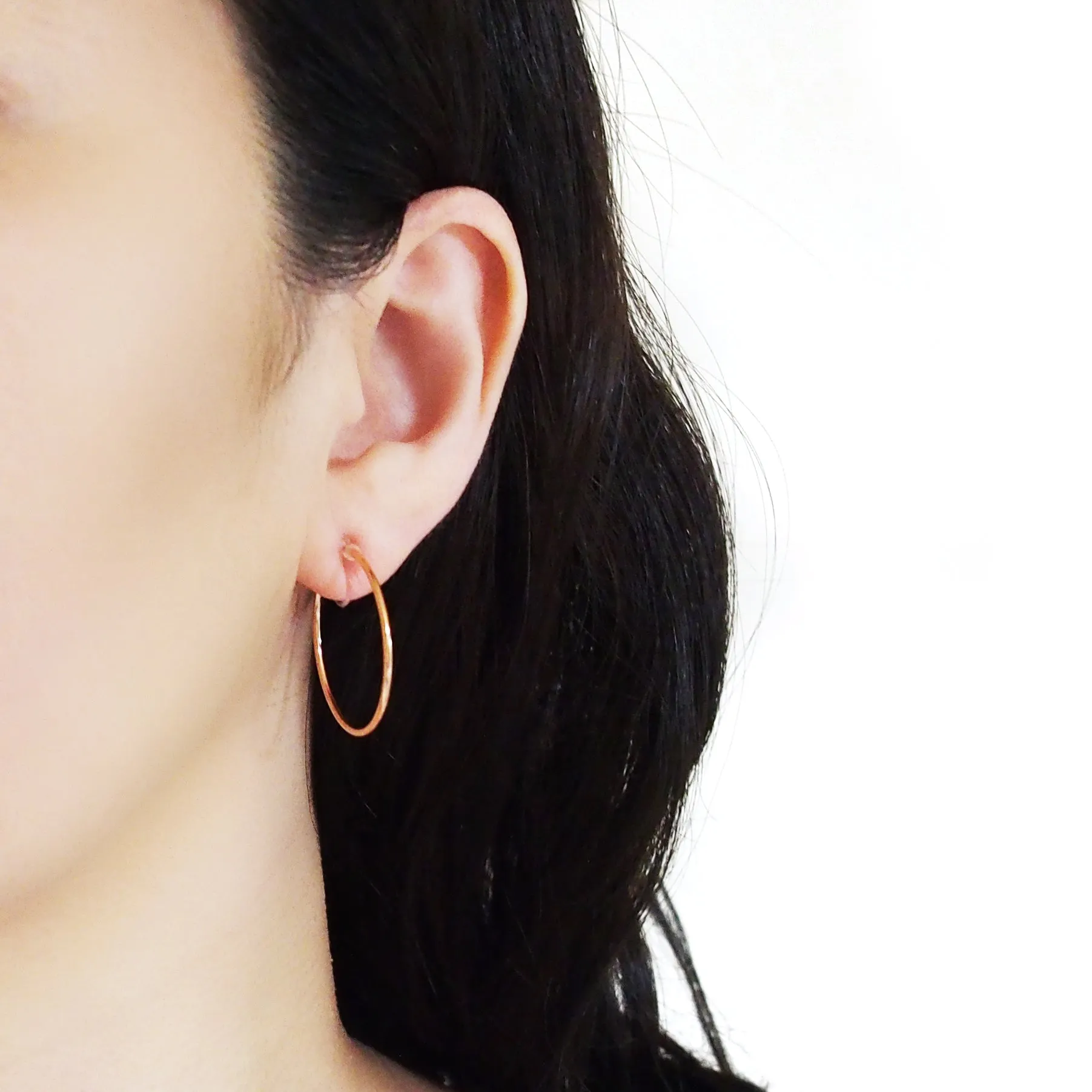 Big Invisible Clip On Hoop Earrings (Rose Gold tone)