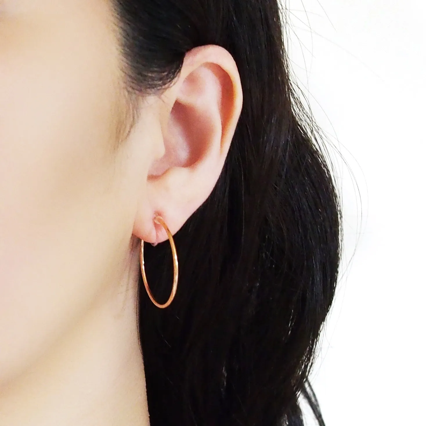 Big Invisible Clip On Hoop Earrings (Rose Gold tone)