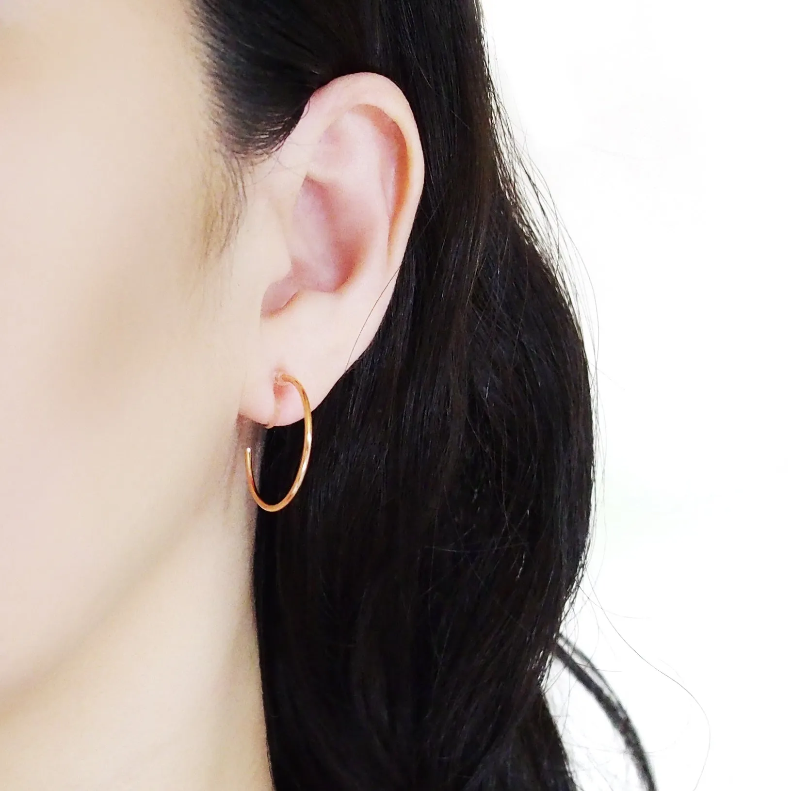 Big Invisible Clip On Hoop Earrings (Rose Gold tone)