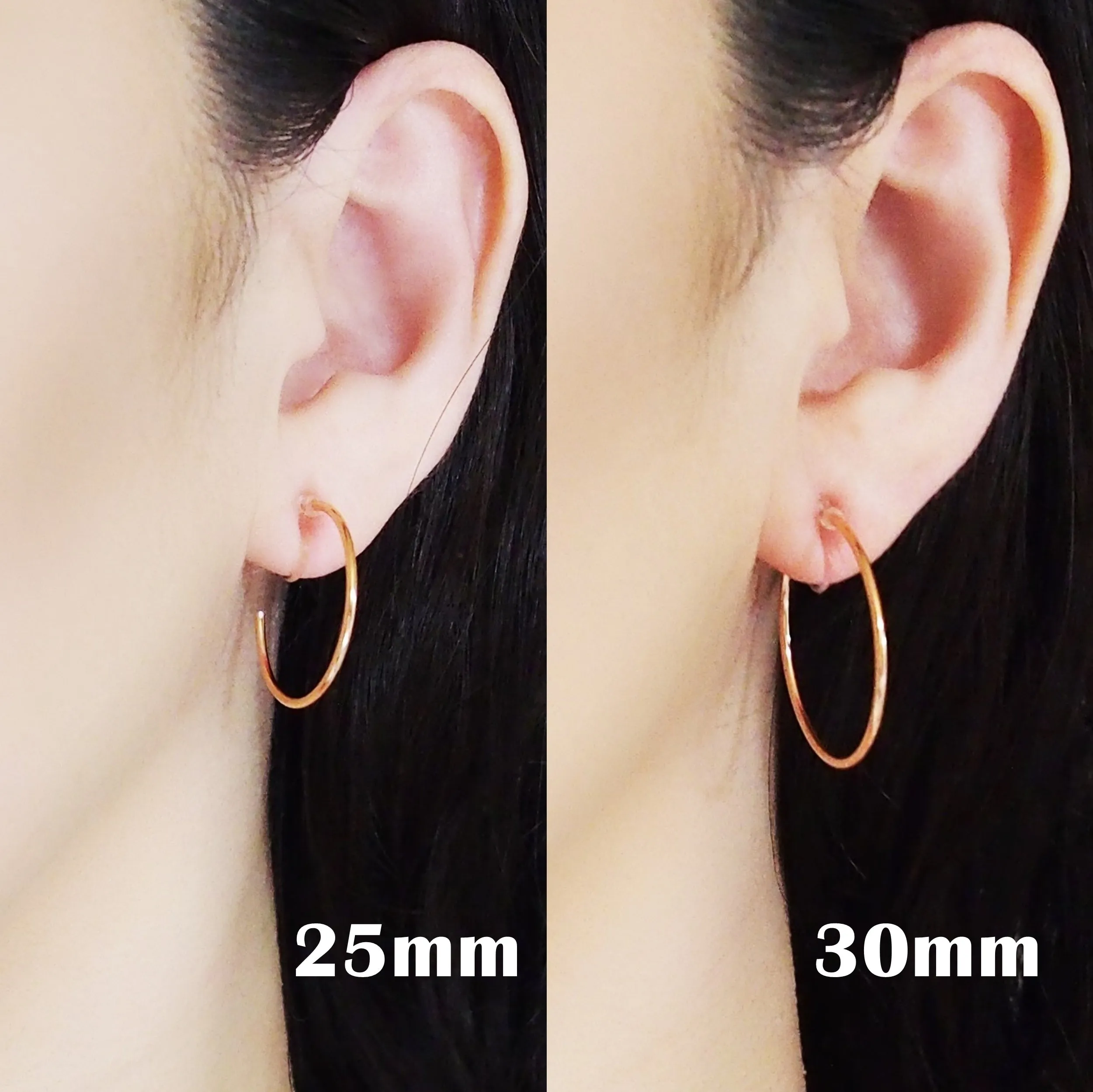 Big Invisible Clip On Hoop Earrings (Rose Gold tone)